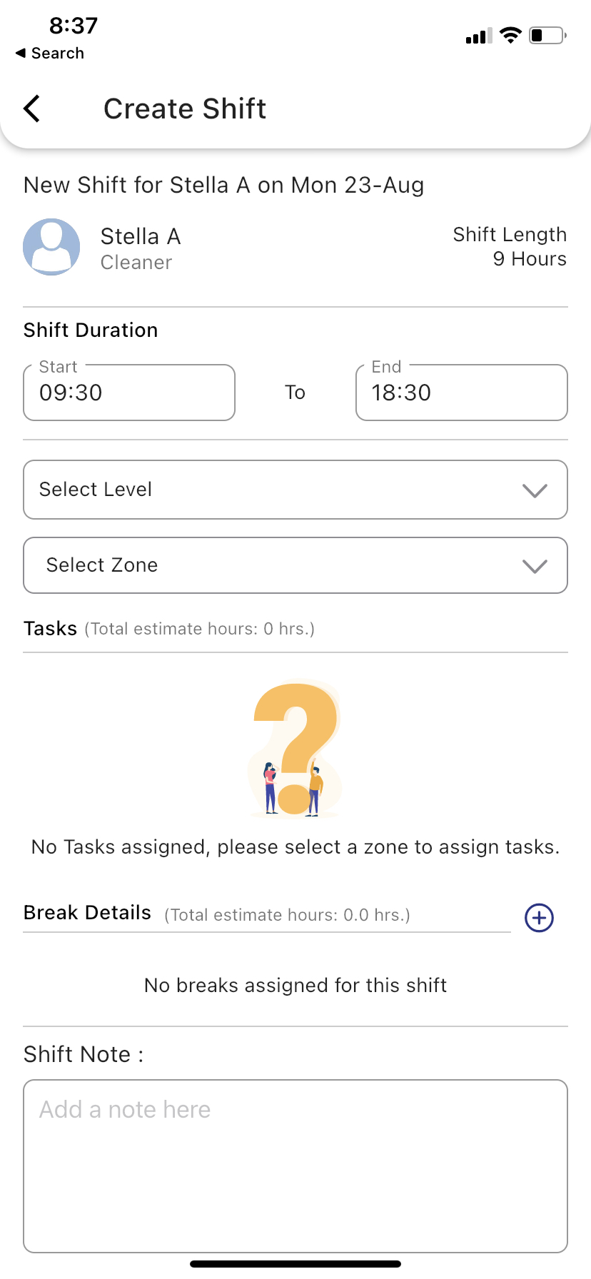 Create Shift Week View